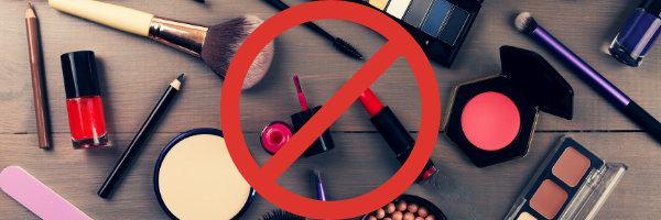 makeup products with a no symbol