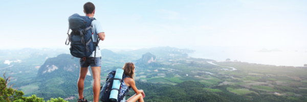 hikers on top of mountain with view