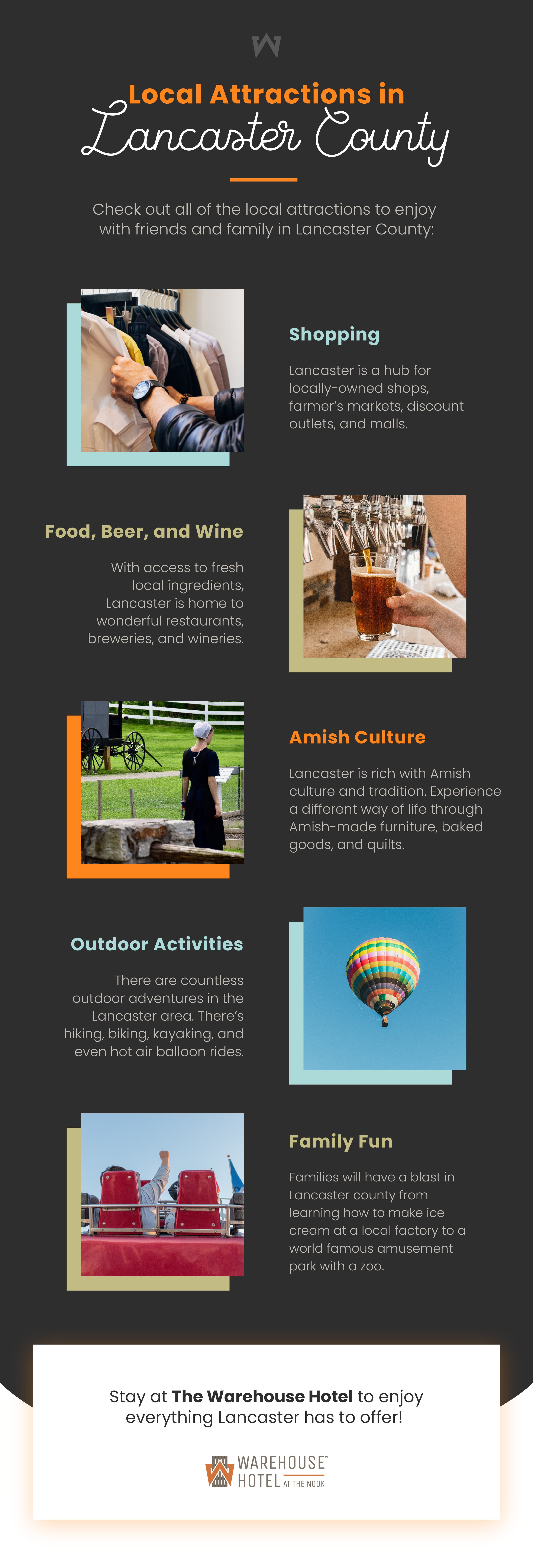 infographic of local attractions in Lancaster County, PA