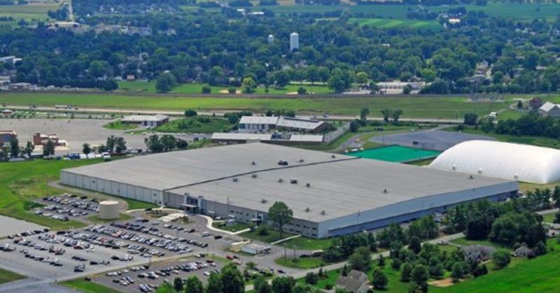 aerial view over surrounding area to Warehouse Hotel