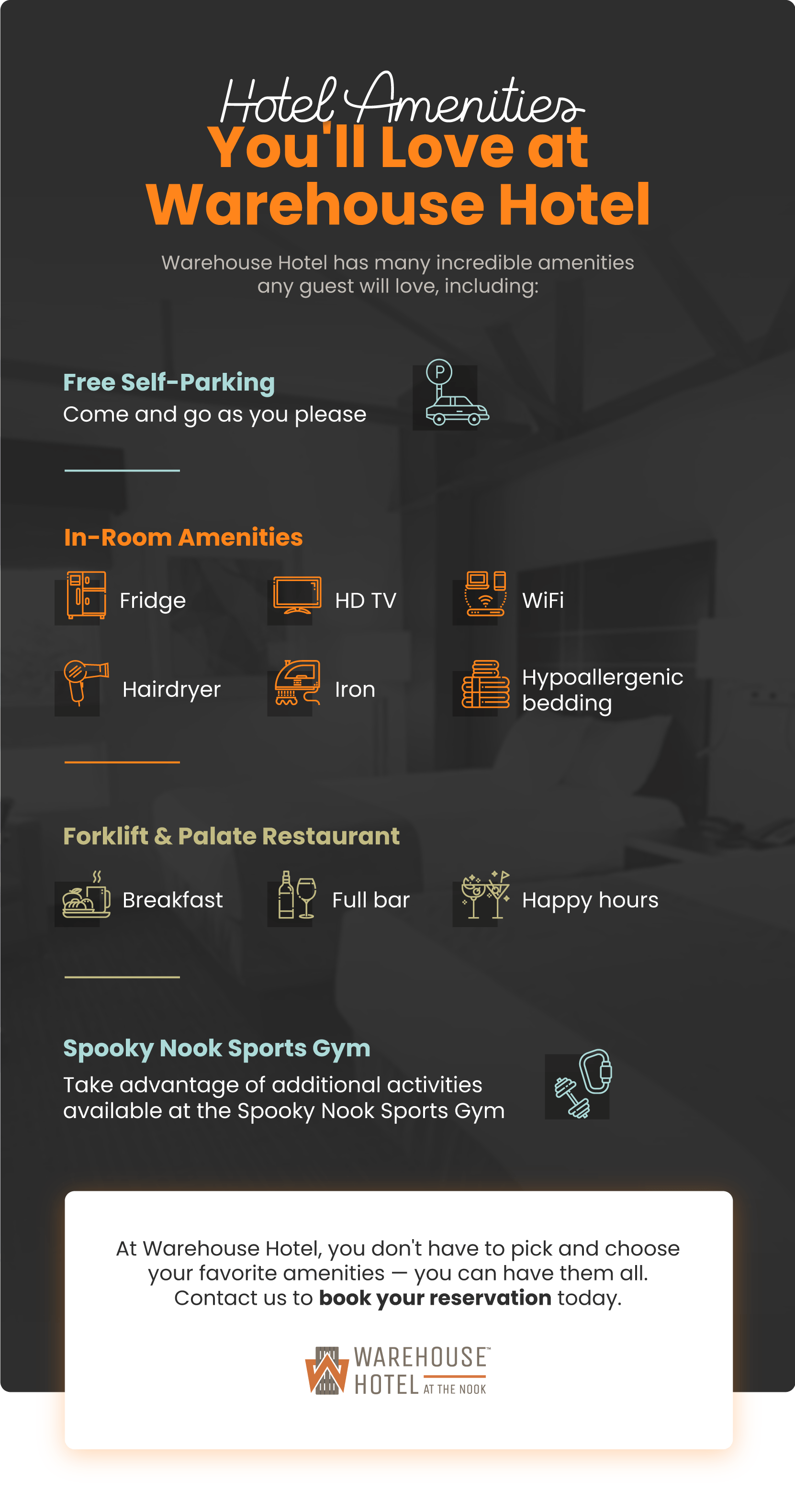 hotel amenities at Warehouse Hotel