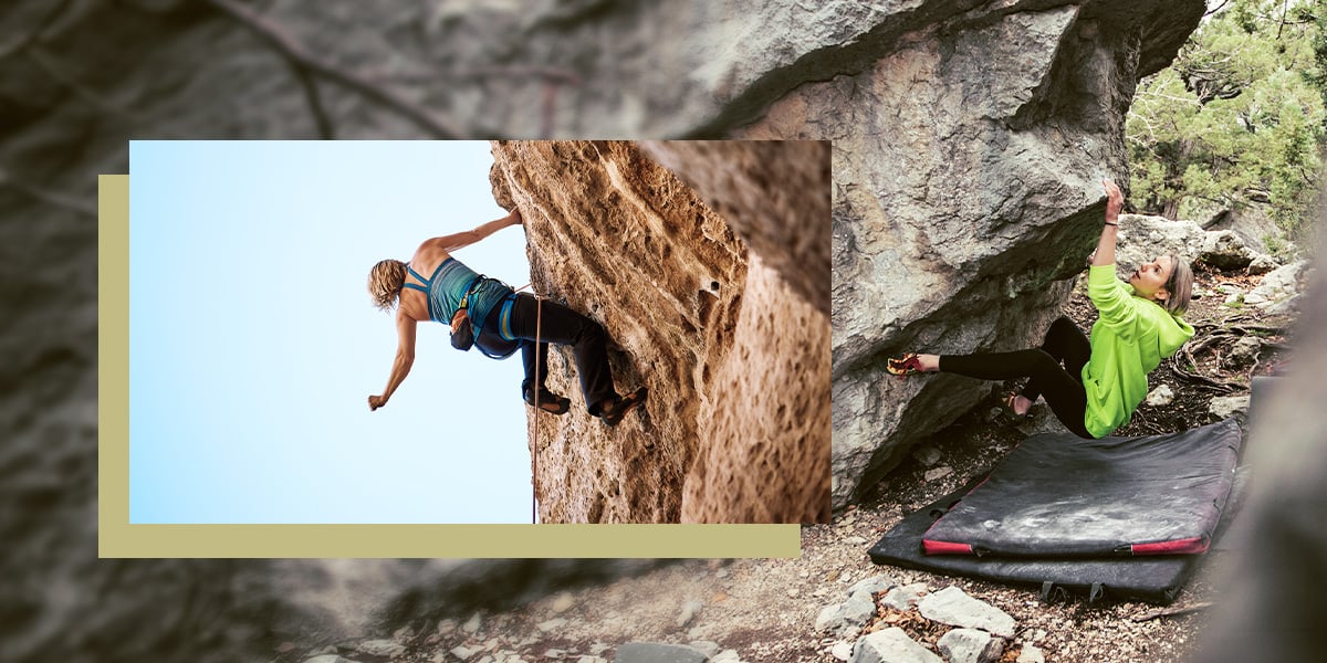woman rock climbing