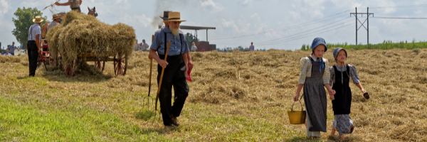 amish family on farm