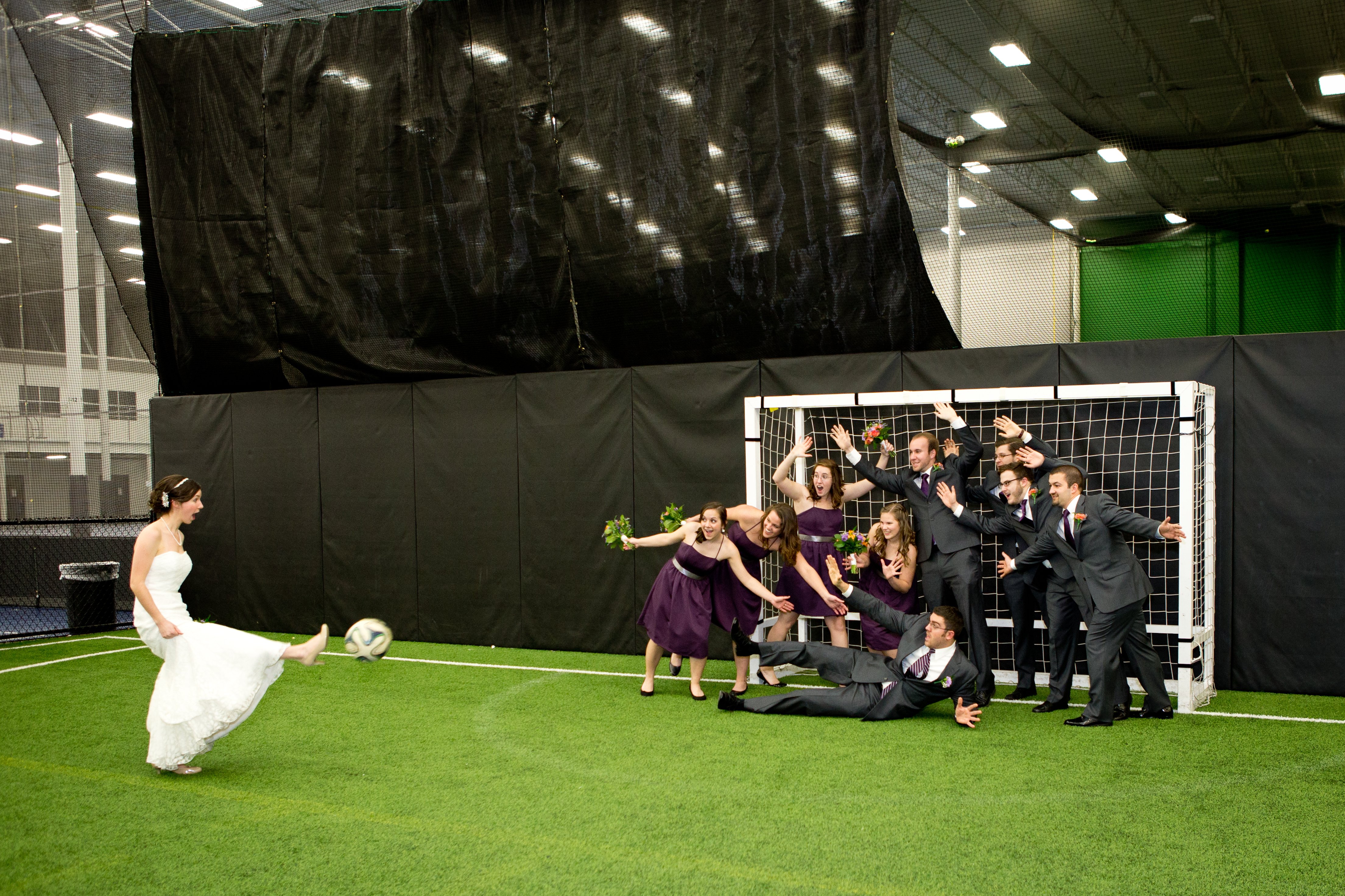 Bride goal kick